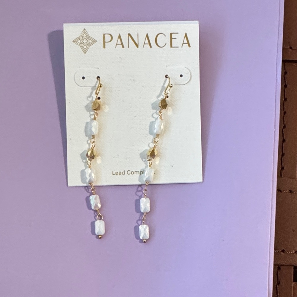 Panacea Cache Gold and White Beaded Earrings